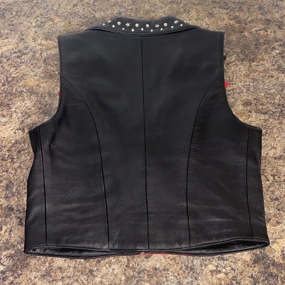 Natural Born Winner Studded Black Red Leather Vest Made in USA XXS/XS - Picture 13 of 14
